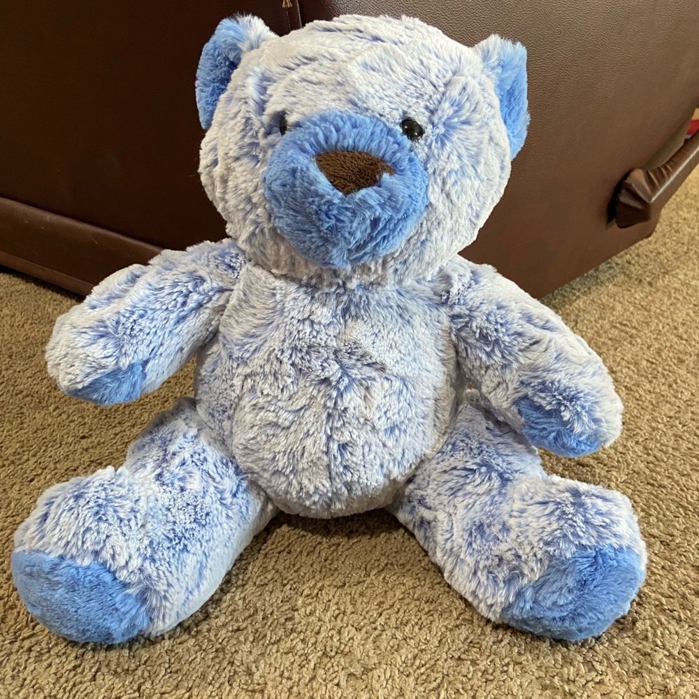 ASPYN GROVE Minky Plush Handmade Stuffed Animal Medium 16" Blue Teddy Bear